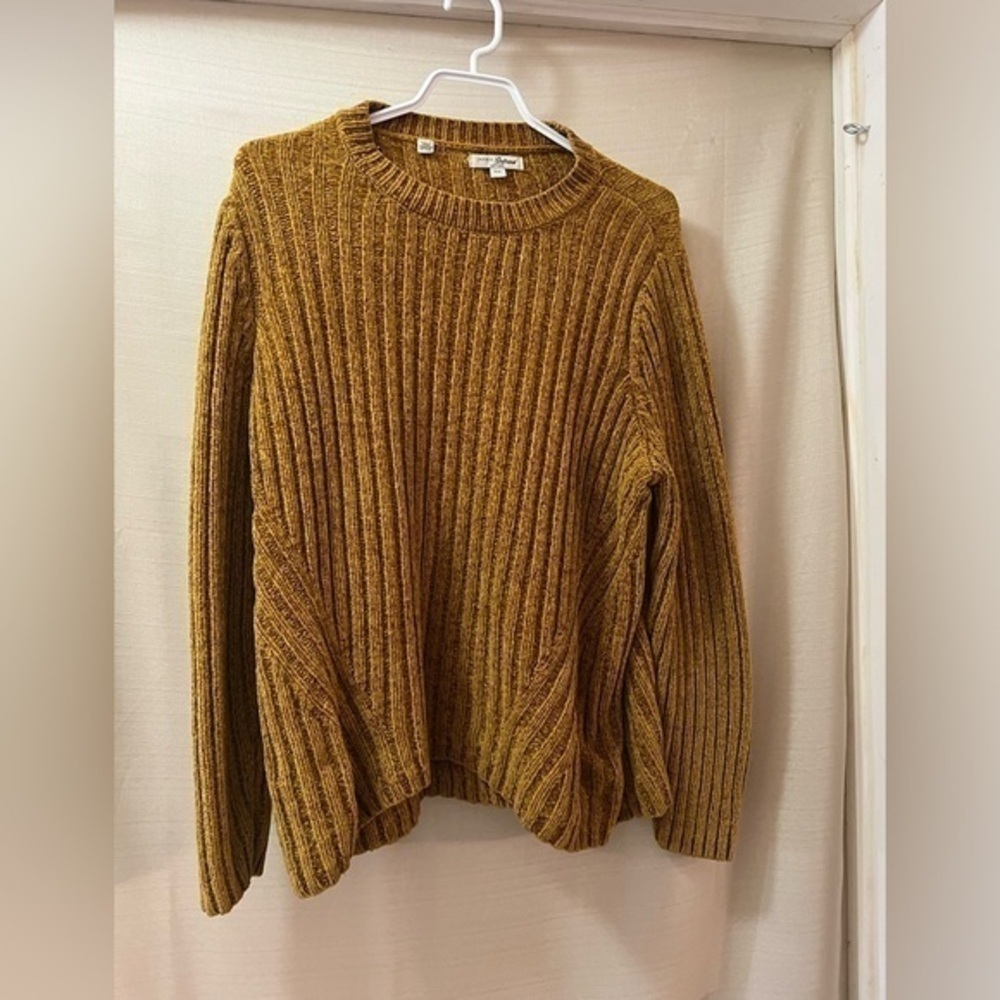 Jachs Girlfriend Chenille Ribbed Sweater Womens Small Mustard Oversized Pullover